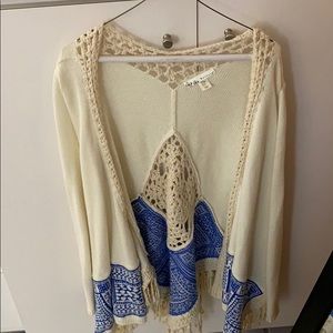 White & Blue Knit Cardigan